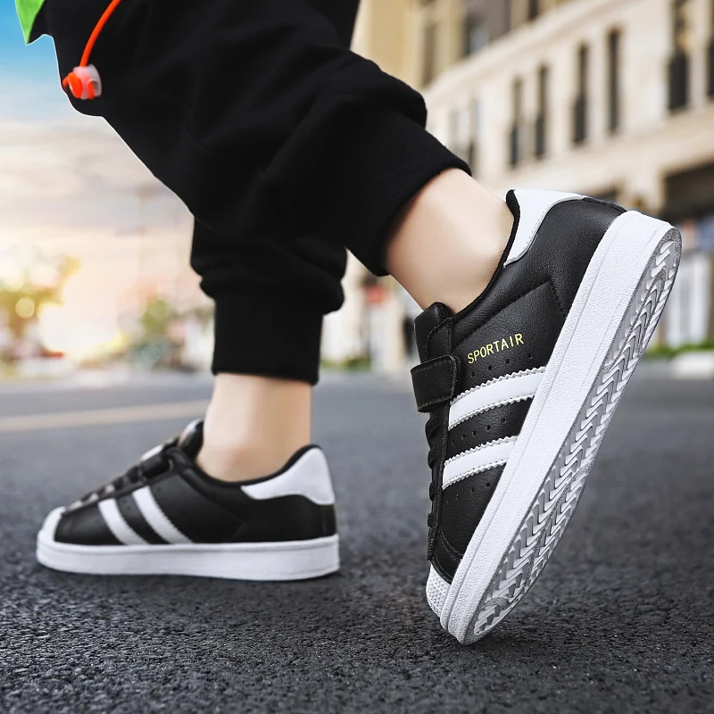 boys brand leather running shoes flat girls kids sneakers non slip children sport shoes outdoor child boy girl footwear run hot free global shipping