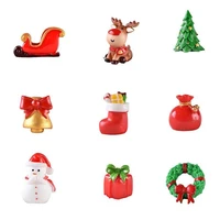 1pc resin materials miniature christmas santa claus snowman trees elk gift bags socks micro landscape decorations ornament diy