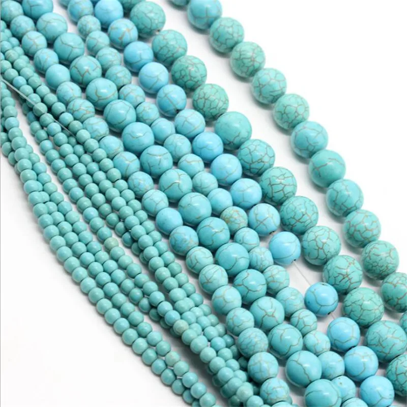 Бусины из Бирюзы и калаита для изготовления ювелирных изделий сделай сам круглые