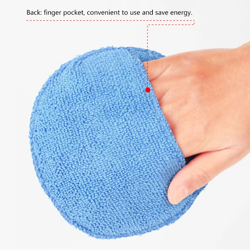 

SPTA Ultra Soft Microfiber Car Wax Applicator Pad 5" Round Waxing Sponge with Finger Pocket for Applying Wax Buffer Pad