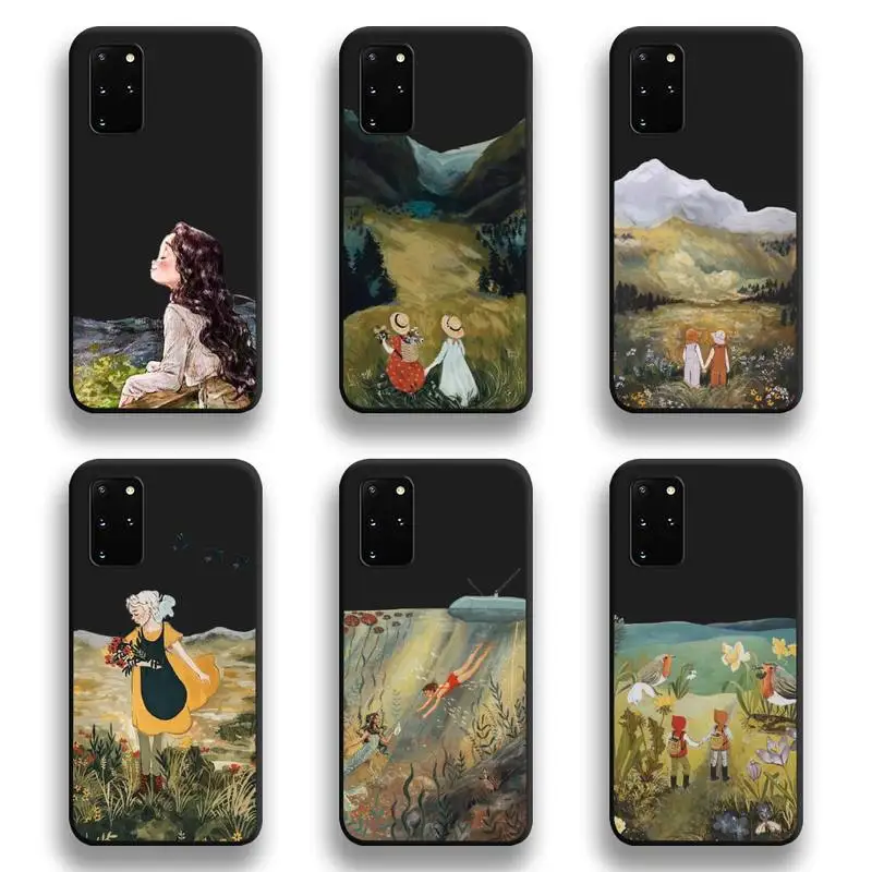 

Cartoon Scenery Girl Phone Case For Samsung Galaxy S21 Plus Ultra S20 FE M11 S8 S9 plus S10 5G lite 2020