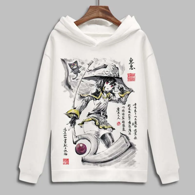 KonoSuba: Благословение божества в этом прекрасном мире! Худи косплея Аква и Мегумин из Харадзюку из флиса с воротником, свитшот.