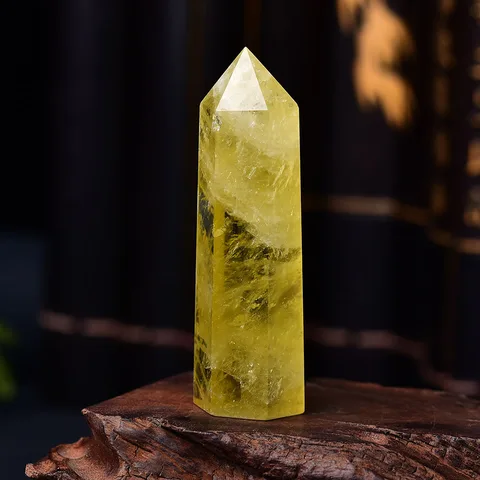 1 шт., натуральный кристалл цитрина, целебный обелиск, желтая кварцевая палочка, красивое украшение для домашнего декора, камень «Reiki» пирамида