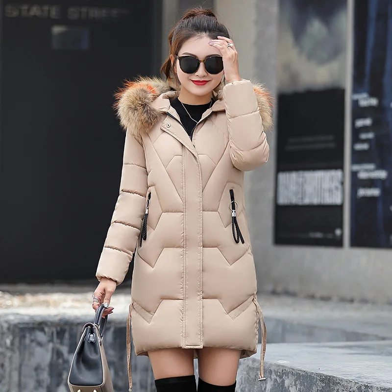 2021 Autumn Winter Solid Color Parka Womens Casual Zipper Long Jackets Fashion Slim Women Thick Hooded Cotton Padded Coats