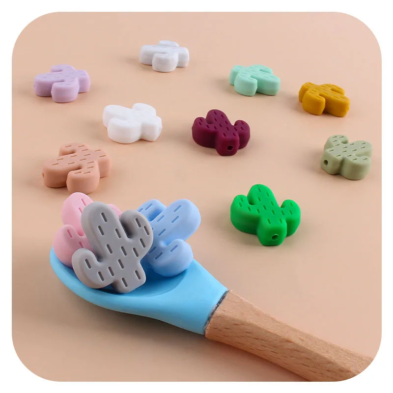 Kissteether-chupete de silicona de grado alimenticio sin BPA para reci&eacute;n nacidos, mordedor de Cactus para beb&eacute;s, 5 uds.-3