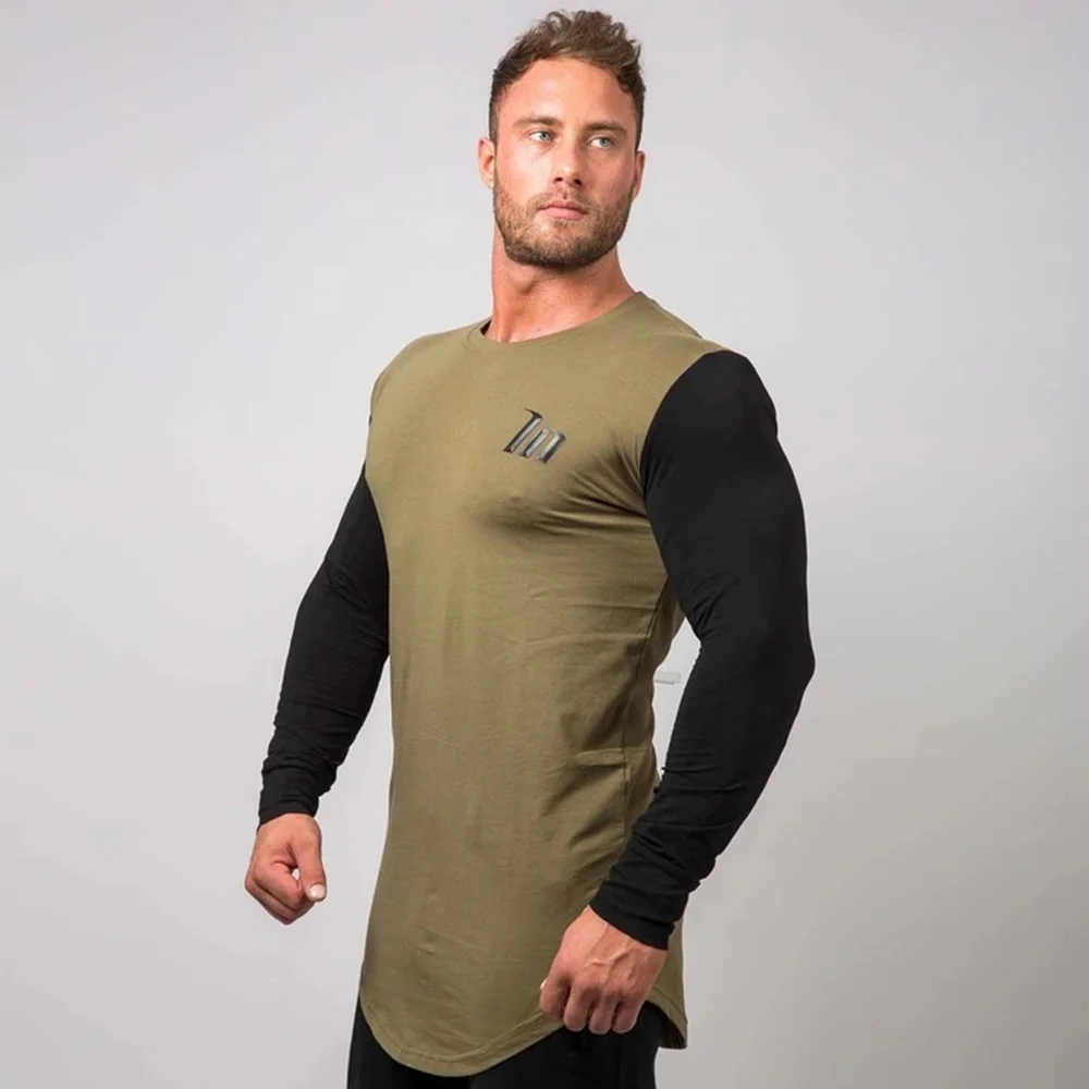 _ Спортивная хлопковая футболка для бега Мужская тренажерного зала и фитнеса в