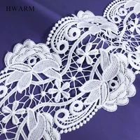 5yard high quality smooth curve flower dress accessories white sewing trim african arts craft lace fabric ribbon diy 13cm women