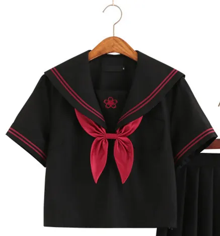 Short sleeve Японское школьное платье униформа косплей аниме форма моряка костюм Jk Униформа студентов плиссированная юбка средняя школа платья для девочек - Цвет: Short sleeve