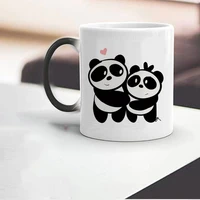 panda lover mug lid spoon color changed milk tea cup and mug travel 11oz mom mother birthday gift mugs