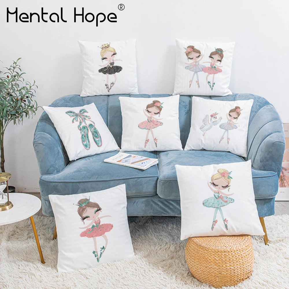 Балерина в мультяшном стиле чехол для подушки с принтом плюшевые балетки
