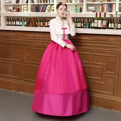 color6 Женское Короткое платье ханбок, женское корейское платье, этнические костюмы, вышитые корейские традиционные платья для танцев, косплей - Цвет: color6