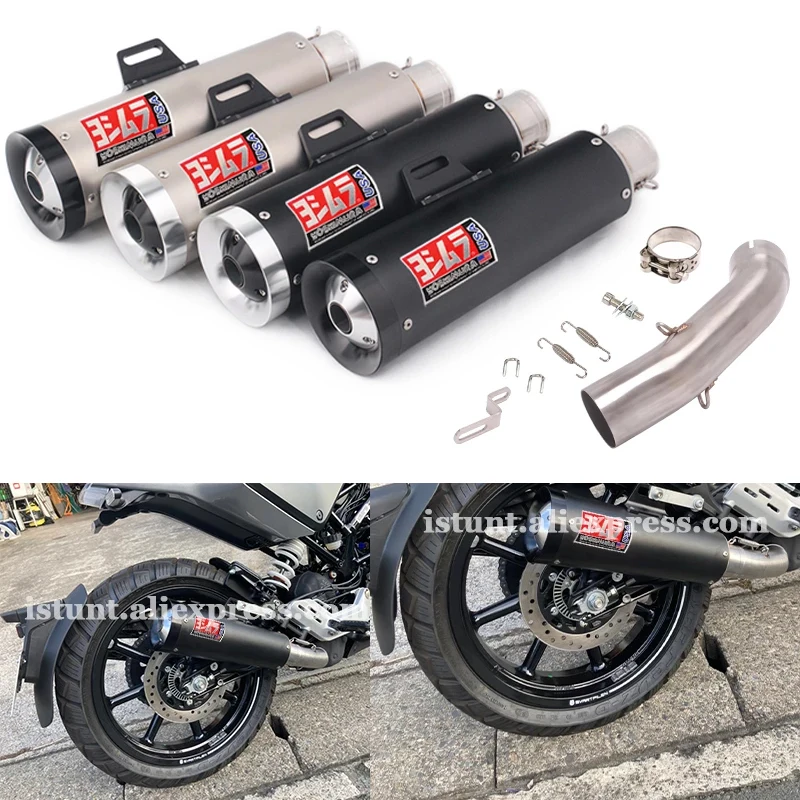 

Motorcycle Exhaust Modified Yoshimura Muffler For Husqvarna Svartpilen 250 Swartopyren 250 Stainless Steel Middle Link Pipe