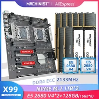 jingyue x99 d8 motherboard lga 2011 3 set kit with intel xeon e5 2680 v4 cpu2 128gb168gb ddr4 ecc memory support sata3 0