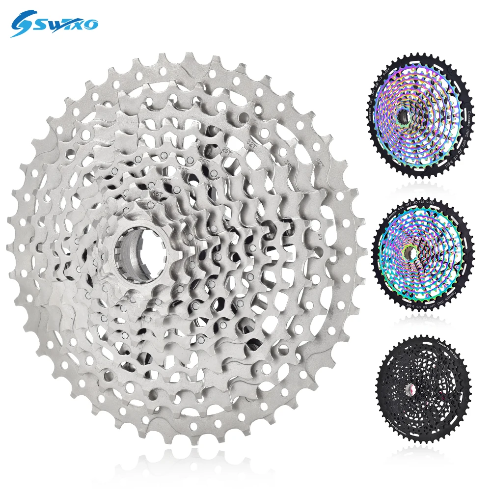 SWTXO MTB 11 Speed Cassette 9-42T 9-50T XD Sprocket Ultralight Mountain Bike Cassette k7 11v 12v Silver Black Rainbow Freewheel