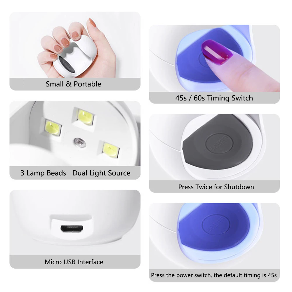 Gel Lamp For Manicure Portable Nail LED UV Lamps Nails Single Finger Polish Dryer Drying Machine Smart Sensor Lampe | Красота и