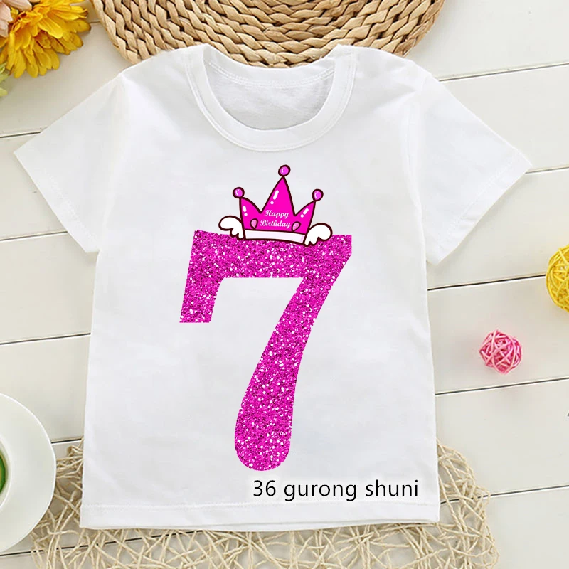 

Number Toddler 7 8 9 Year Print T Shirts Boys And Girls Gift Kid Clothes Children Clothing Cute Vogue T-Shirt Summer Tops
