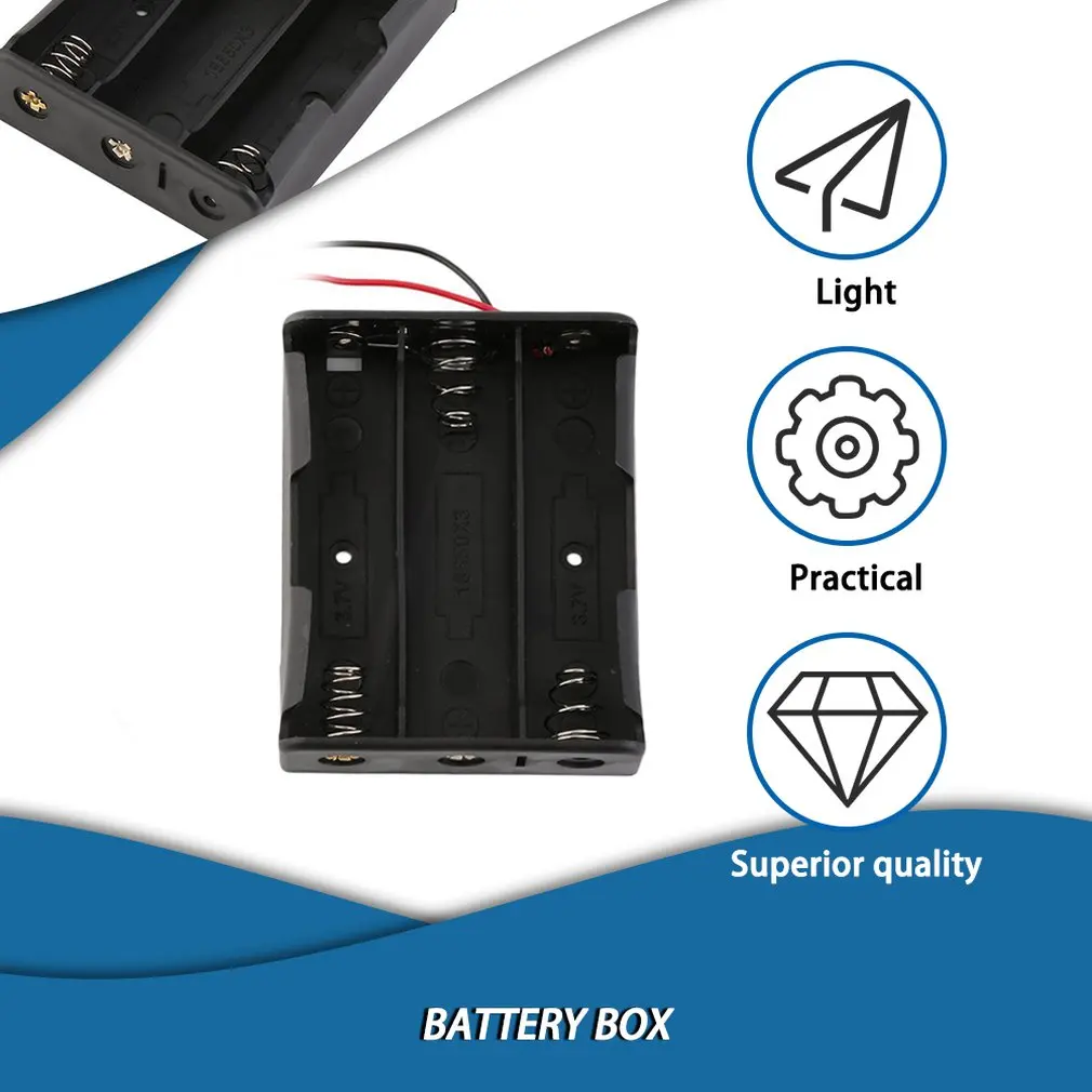 

Black Plastic 3x 18650 3.7V Battery Storage Box Case 3 Slot Way DIY Batteries Clip Holder Container With Wire Lead Pin