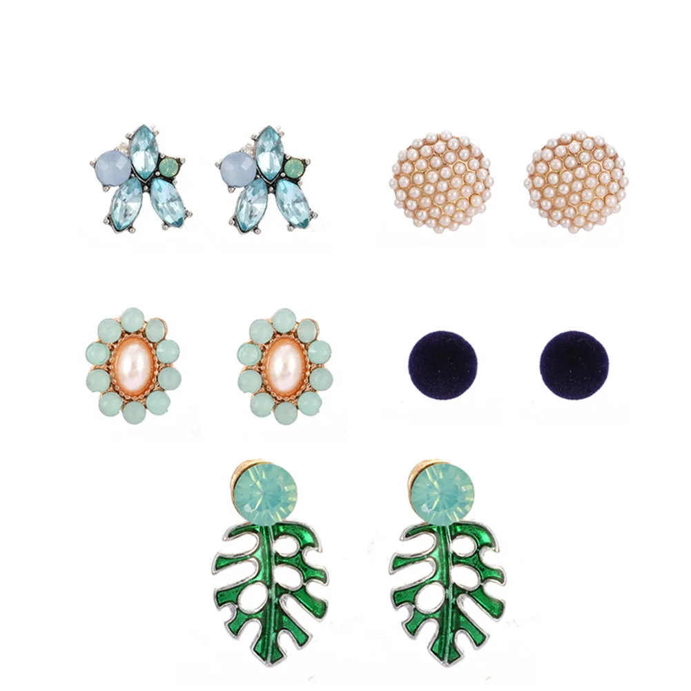 6 пар/комплект женские серьги-гвоздики с жемчугом | Украшения и аксессуары