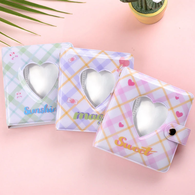 

3 Inches Cartoon Album Holds PVC Hollow Love Heart Model Photo Holder Round Hollow Photo Album Business Card Bag Card Holder