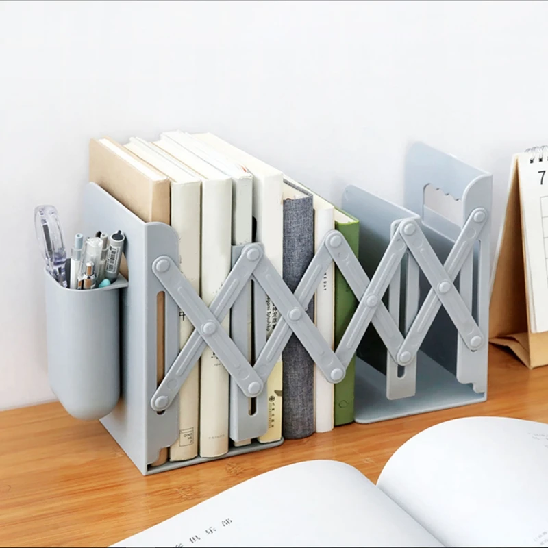 

Adjustable Book Holder Bookends with Pen Holder Students Desk azine File Holder Organizer Office Book Stand Rack