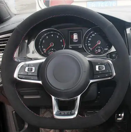 CARDAK углеродное волокно черная замша чехол рулевого колеса автомобиля для Volkswagen Golf 7 GTI Golf R MK7 Polo Scirocco - Название цвета: Style-07
