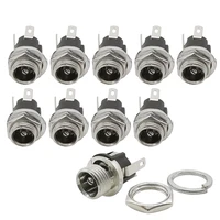 10pcs 5 5x2 1mm dc power jack panel mount terminal 3 pin 5 5 2 1mm 3pin female socket supply electrical dc jack connector