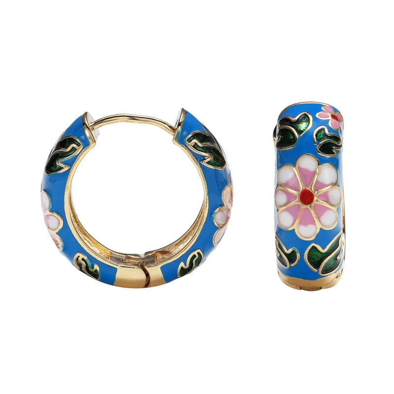 Новая мода эмаль серьги-кольца цветок для женщин в винтажном стиле Бохо круг
