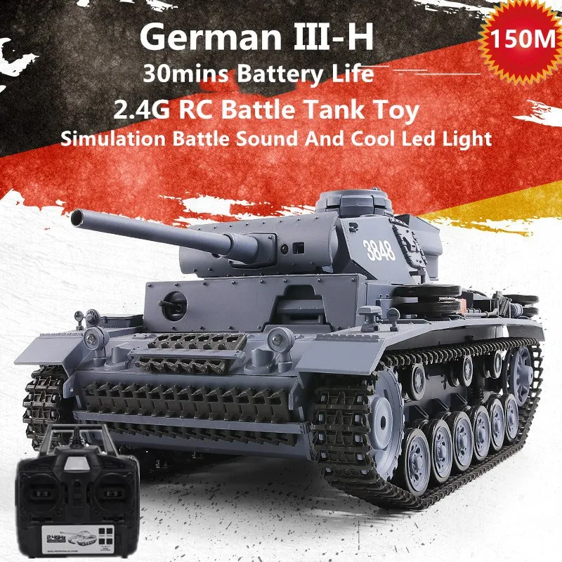 

Высокая симуляция военный RC Танк 2,4G 36 см 30 минут вращение на 360 градусов с курением крутой светодиодный светильник BB пули Запуск Танк игрушк...