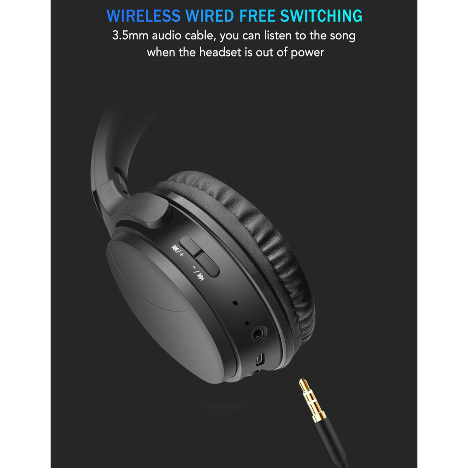 Складная Беспроводная Bluetooth-гарнитура с активным шумоподавлением накладные