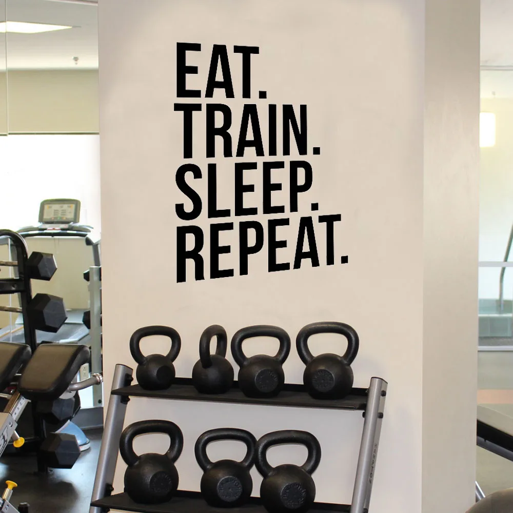 Eat Train Sleep Repeat Fitness Наклейка Цитата для спортзала Спортивная Мотивационная