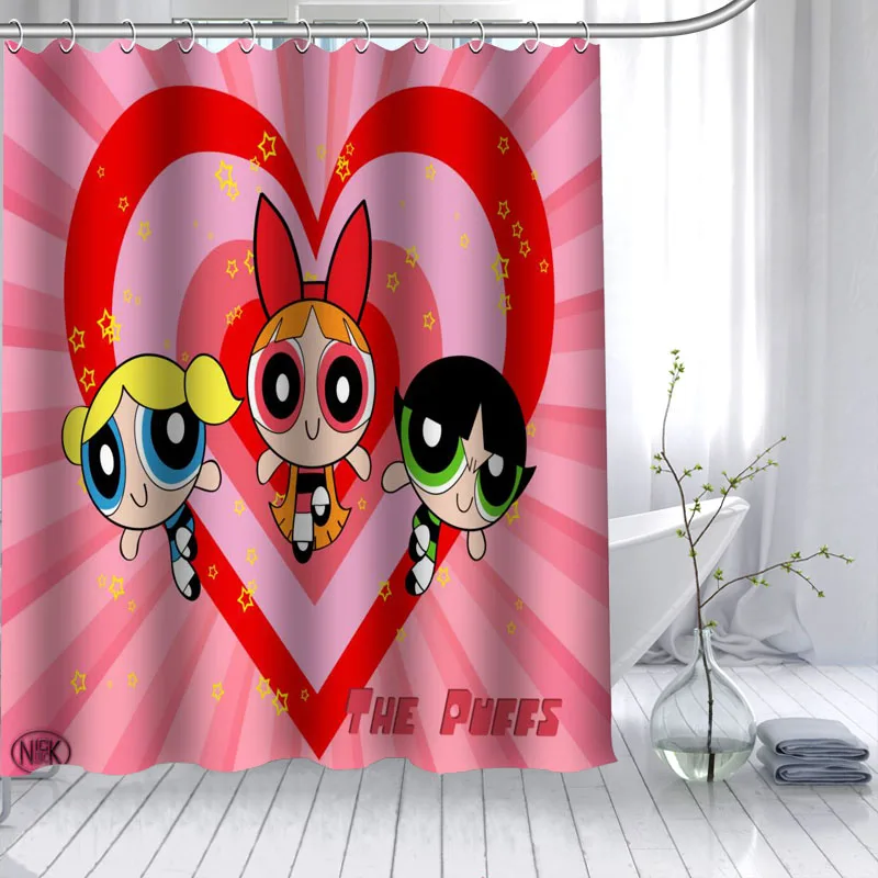 ShunQian Powerpuff девушки Перезагрузка занавеска из полиэстеровой ткани 12 крючков для ванной водонепроницаемый плесени доказательство занавес для ванной - Цвет: 14
