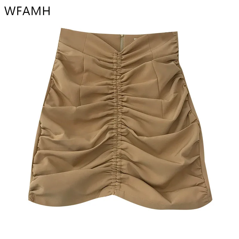 

2021 New Autumn Niche Design Sense A-line High Waist Slimming Bag Hip Short Skirt Wrinkled Anti-empty Half-length Hakama Female