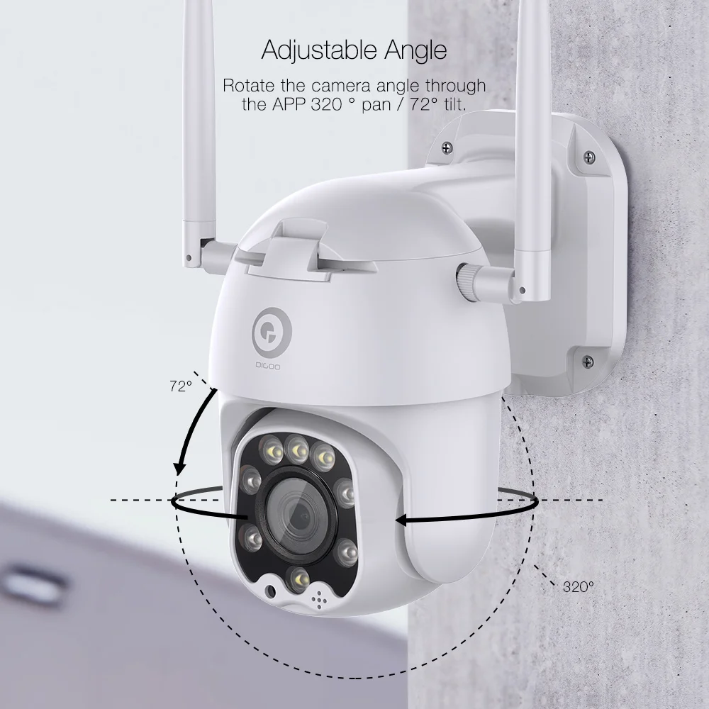 DIGOO DG-ZXC40, 1080 P, PTZ IP камера, Wifi, открытая, скоростная, купольная, беспроводная, камера безопасности, панорамирование, 4-кратный цифровой зум, 5Мп, сеть видеонаблюдения