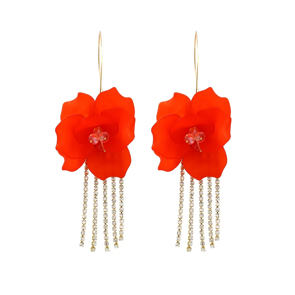 3 Vodeshanliwen ZA Мода Boho цветок кисточкой серьги для женщин новые Стразы яркие серьги-подвески Bijoux - Окраска металла: 3