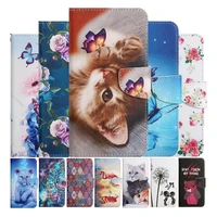 etui wallet phone case for oppo a3s a5s a5 a7 a9 2020 a15 a16 a53 a53s a73 a93 a94 4g 5g flower cat pattern flip book cover