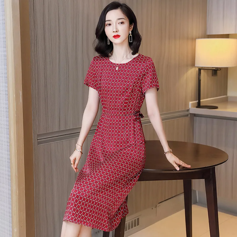 

Тяжелое шелковое женское платье 2021, летнее популярное платье с принтом Hangzhou, большие Брендовые платья из шелка тутового шелкопряда