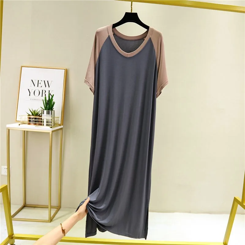 Женское Хлопковое платье для сна с v образным вырезом ночная рубашка свободного