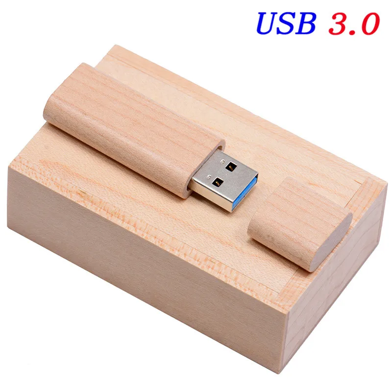 Maple wood with box SHANDIAN Высокоскоростной USB 3,0 деревянный бамбуковый USB флеш-накопитель ручка драйвер деревянная Флешка 4 ГБ 8 ГБ 16 ГБ 32 ГБ USB креативный персональный логотип - Цвет: Maple wood with box