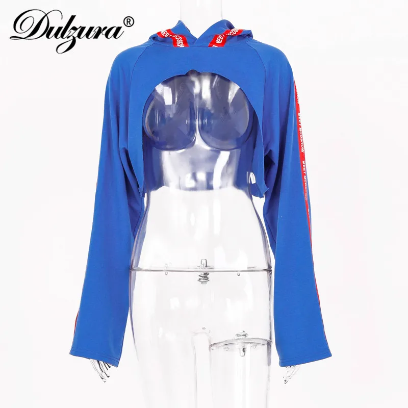 Dulzura 2019 autumn winter women sweatshirt crop top hoodies pullover streetwear patchwork casual festival clthing loose letter | Женская