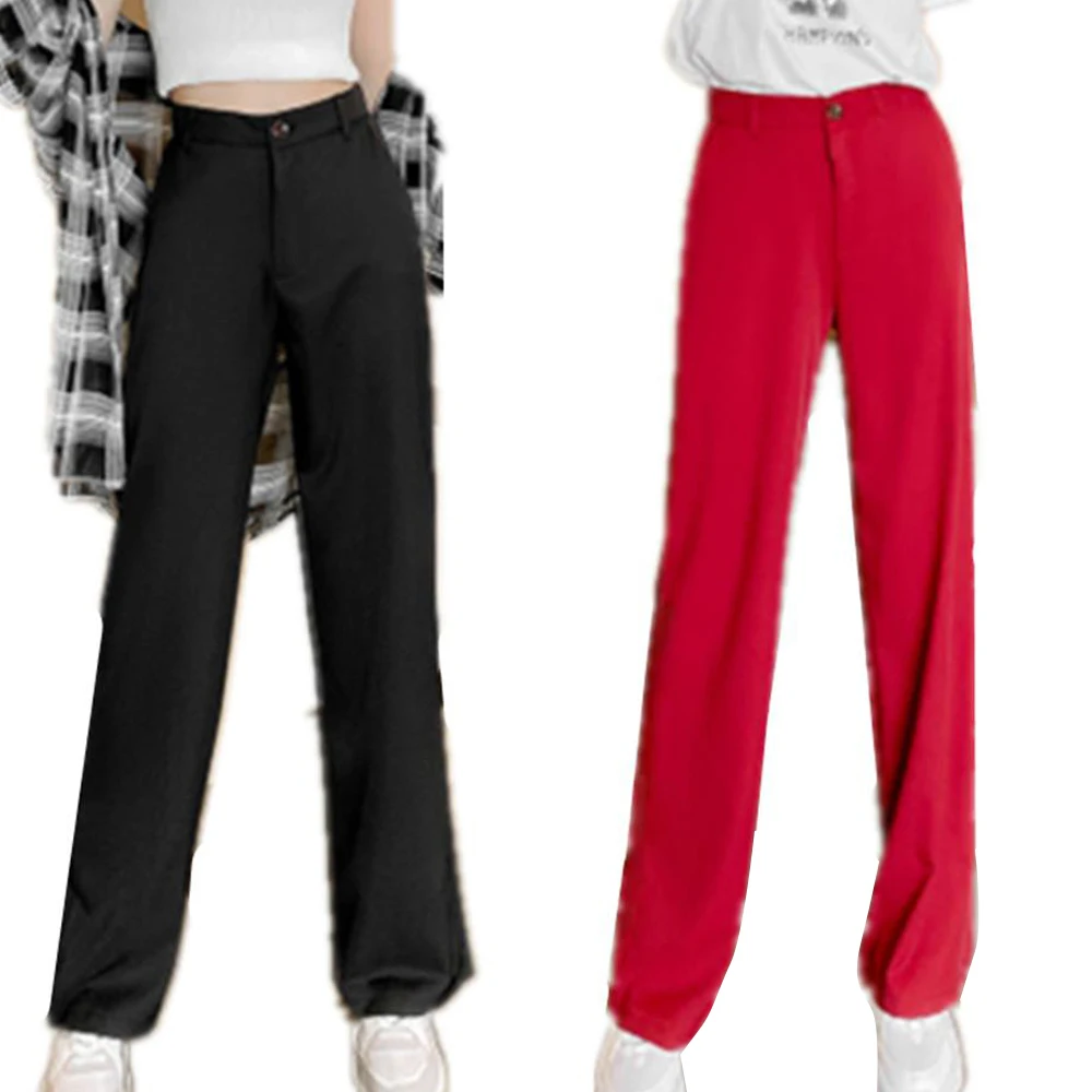 

Summer 2021 Women's Casual High Waist Solid Long To The Floor Fashion Wide Leg Pants Y2k Versatile Commute Pants Women Fashion