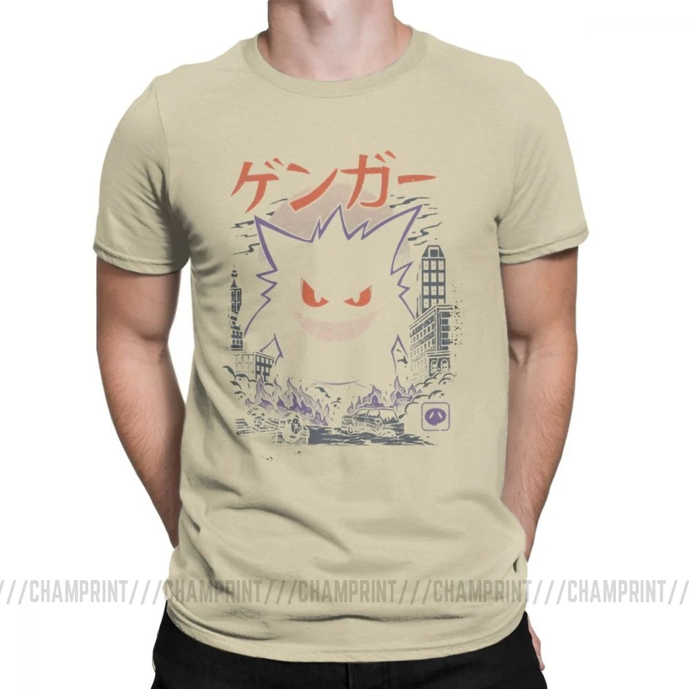 Хаки Gengar Kaiju японский стиль Одежда с покемоном комедии модные футболки для мужчин новинка чистый хлопок тройники короткий рукав Футболка уникальный - Цвет: Хаки
