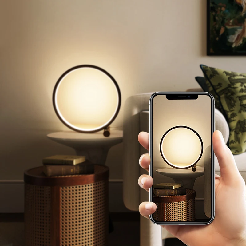 

25CM LED Table Lamp For Bedroom Circular USB Desk Lamp For Living Room Black/White Dimmable Bedside Lamp Round Night Light Decor