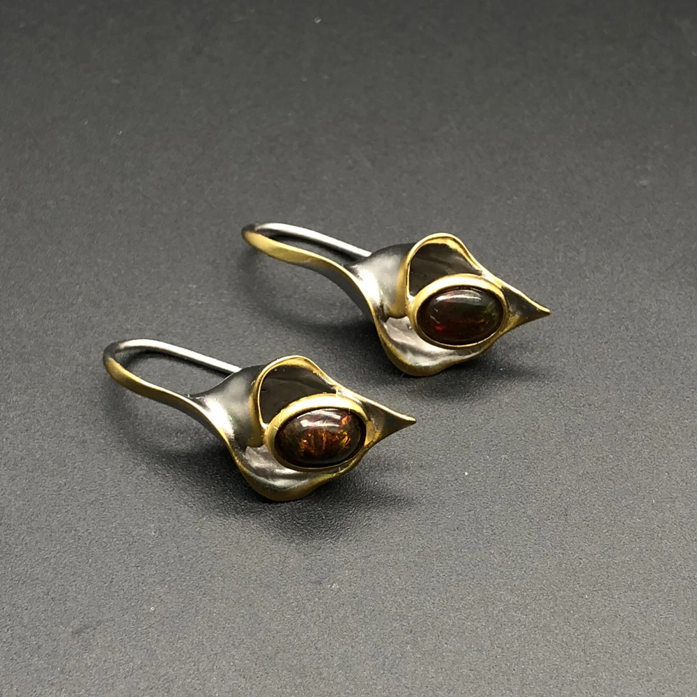 Top quality opal earrings natural gemstone fine jewelry 925 sterling silver unique design for girls fine jewelry tbj promotion