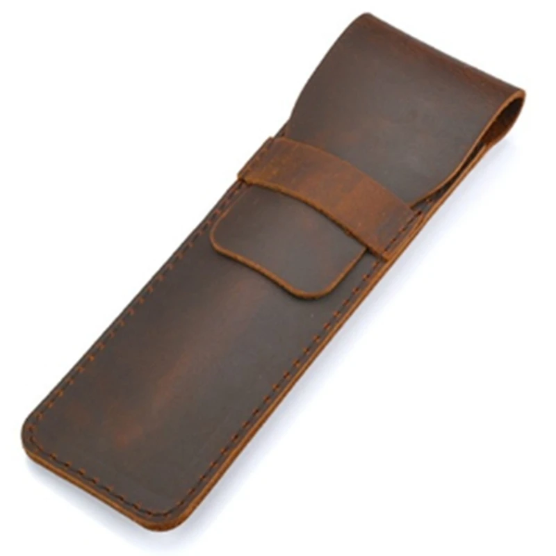 

Small Brown Handmade Leather Pencil Bag Leather Retro Style Accessories Travel Diary Leather Pencil Case