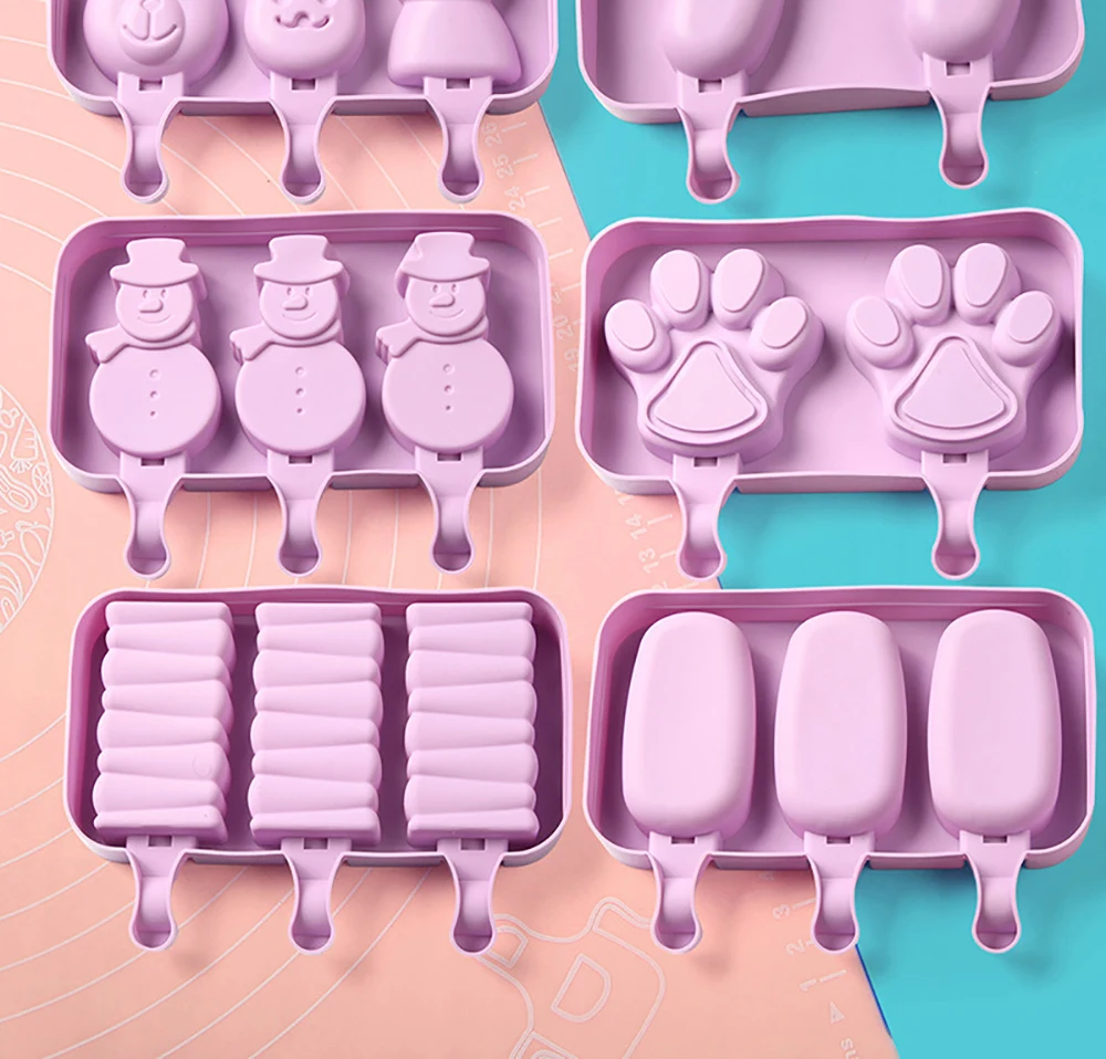 

Silicone Mold Ice Cube Maker Cake Tools DIY Ice Cream Dessert Tools Animal Form Cute Cartoon Popsicle Mold ice cream with lid