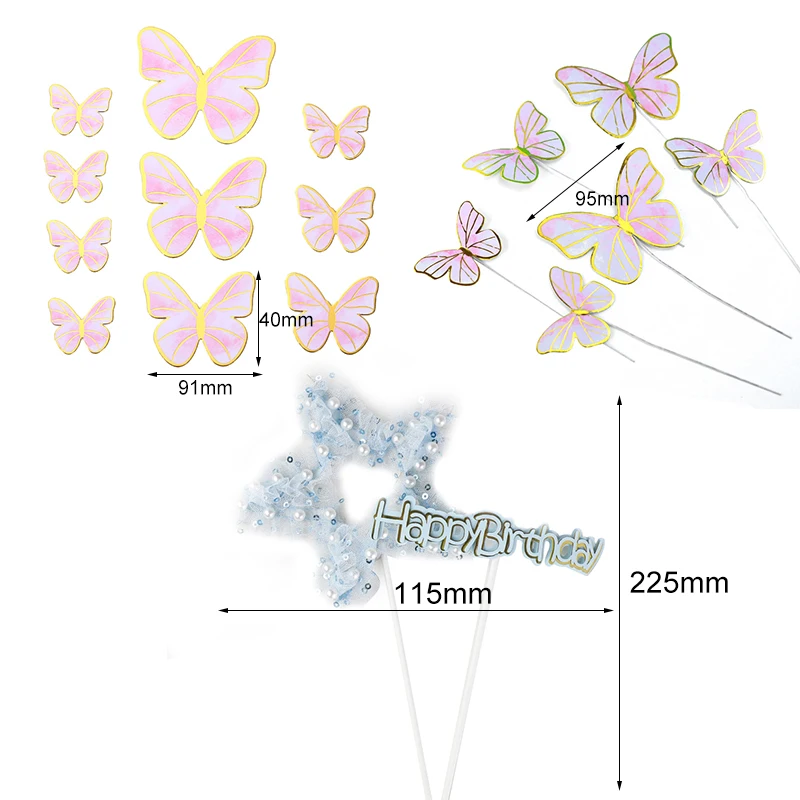 

2021 New Cake Topper Wedding Pink Purple Birthday Cupcake Topper per decorazioni per torte per feste di compleanno Baby Shower