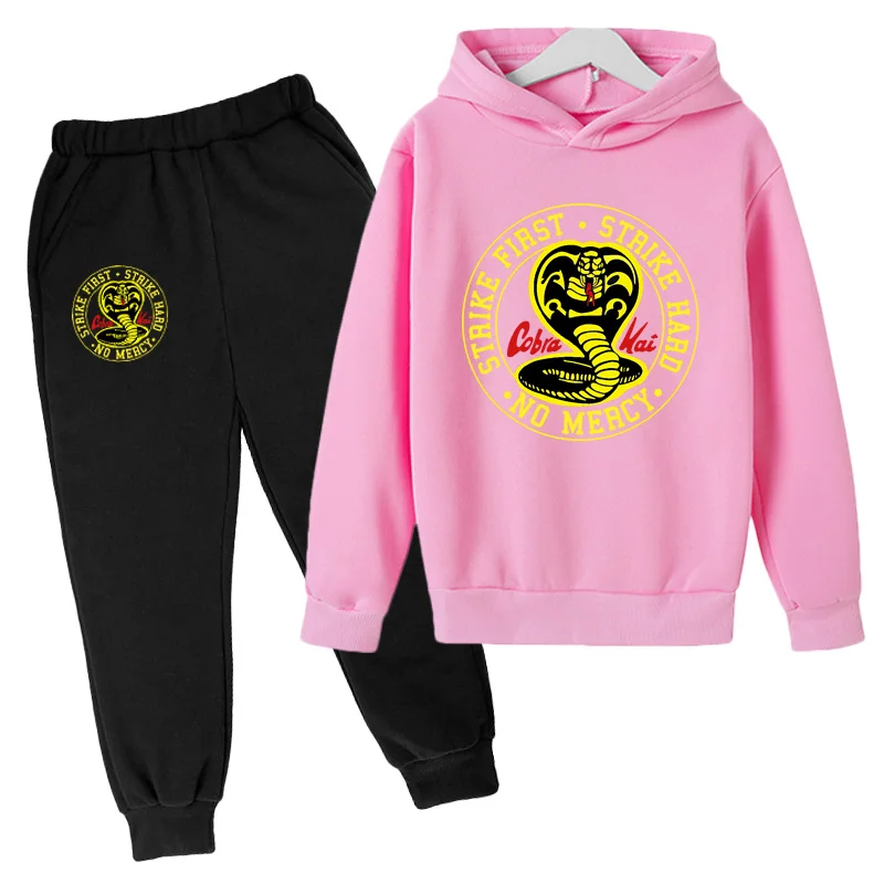 

2021 Spring New Cobra Kai Hoodie Suit Cotton Kids Hoodie And Pant Two-piece Children Clothing Set 4-14 Years Girl Boys Clothes