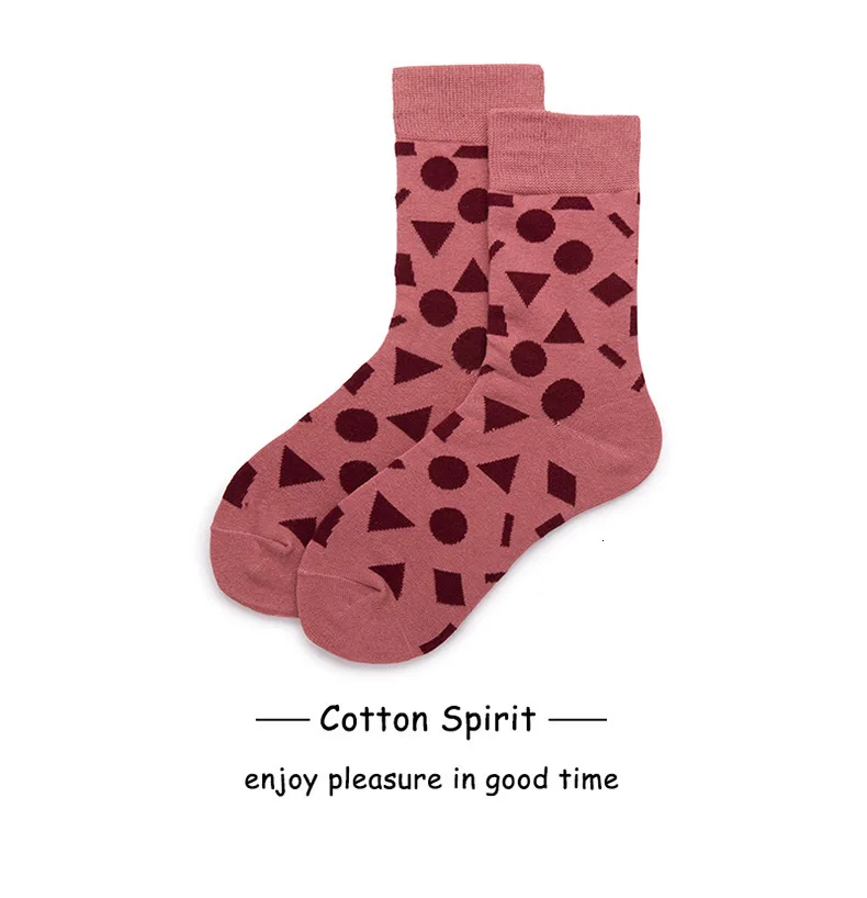 

3 Pairs/lot Happy Socks Woman Male Cotton Skate In Cylinder Socks Geometry Ins Street Lovers Long Socks Winter Spring Autumn