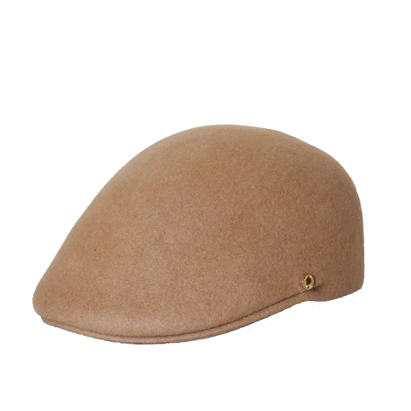 Зимние однотонные желтые шерстяные шляпы PWFR036 с козырьком для женщин