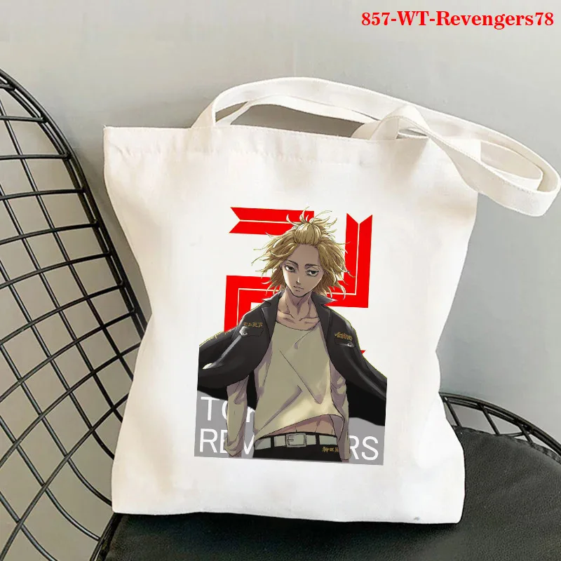 

Anime Tokyo Revengers Canvas Bag Cotton Shoulder Bag Manjiro Ken Takemichi Hinata Atsushi Chibi Kawaii Print Shopping Bag L133